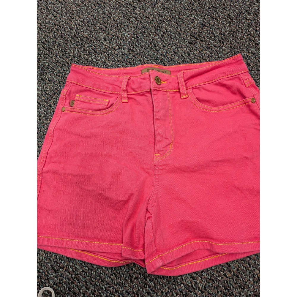 Judy Blue Los Angeles Hot Pink High Rise Denim Shorts Womens Medium Garment Dyed